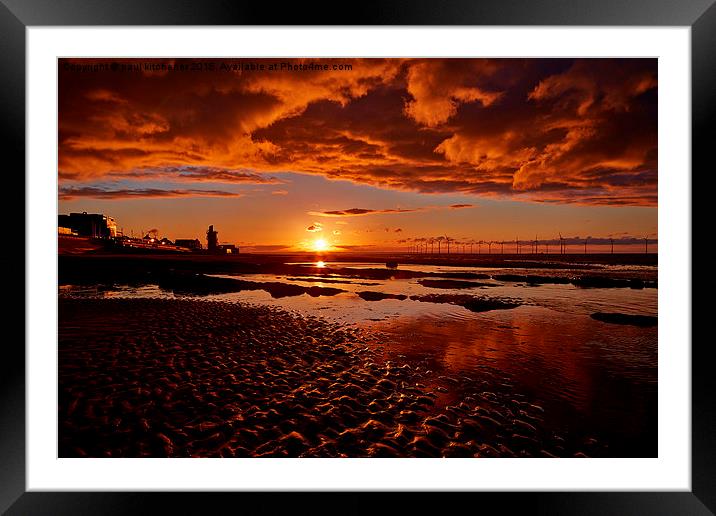  Redcar Beach Sunset Framed Mounted Print by paul kitchener