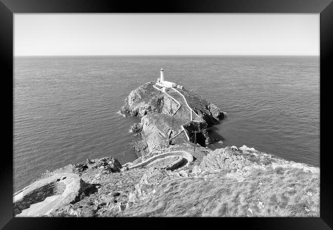 South Stack in monochrome Framed Print by Mark Godden