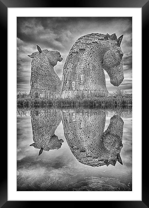  Kelpie Reflections (in mono) Framed Mounted Print by Mark Godden