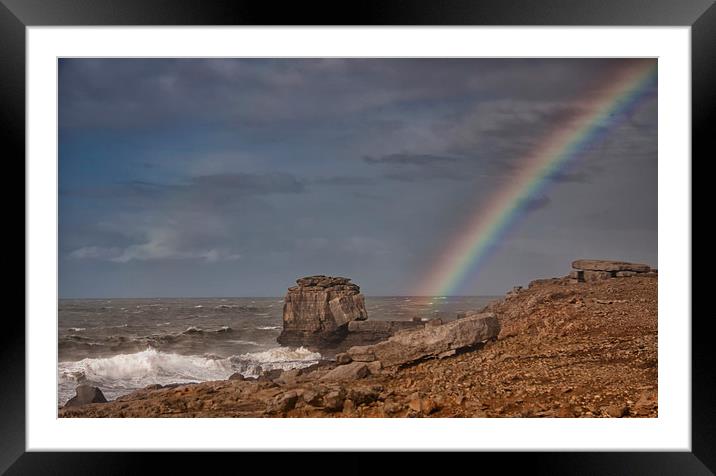  Pulpit Rock Rainbow. Framed Mounted Print by Mark Godden