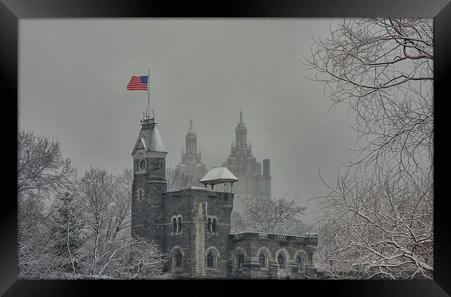  Central Park in Winter. Framed Print by Mark Godden
