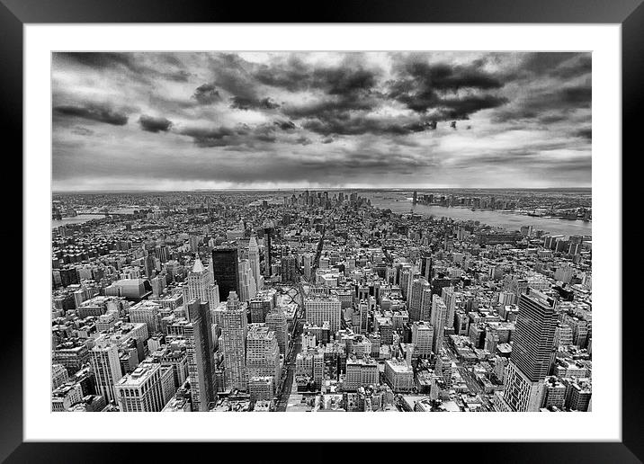 Manhattan in monochrome.   Framed Mounted Print by Mark Godden