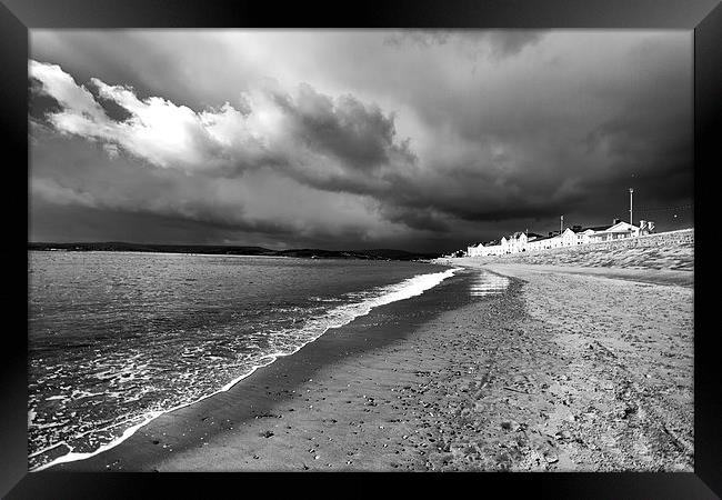 Storm over Exmouth in mono.  Framed Print by Mark Godden