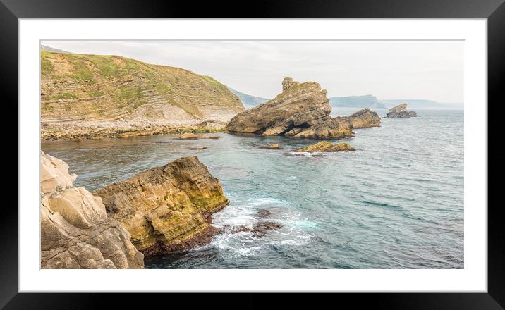 Mupe Rocks and Bacon Hole. Framed Mounted Print by Mark Godden