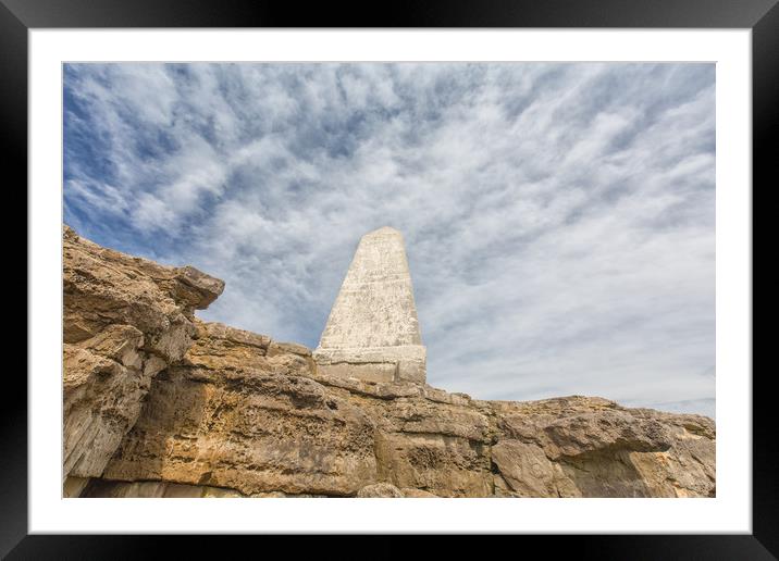 An obelisk at Portland Bill on Dorset's Jurassic C Framed Mounted Print by Mark Godden