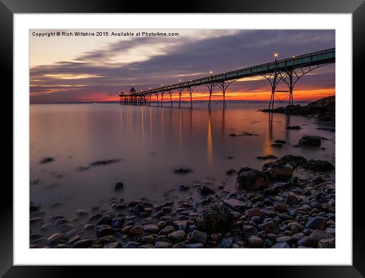 Clevedon Pier At Sunset Framed Mounted Print by Rich Wiltshire