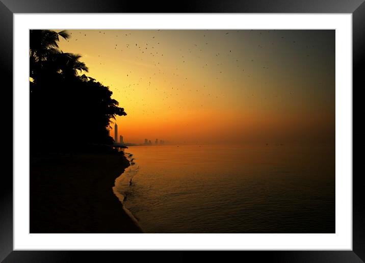 Thailand golden hour at Jomtien beach Framed Mounted Print by scott innes