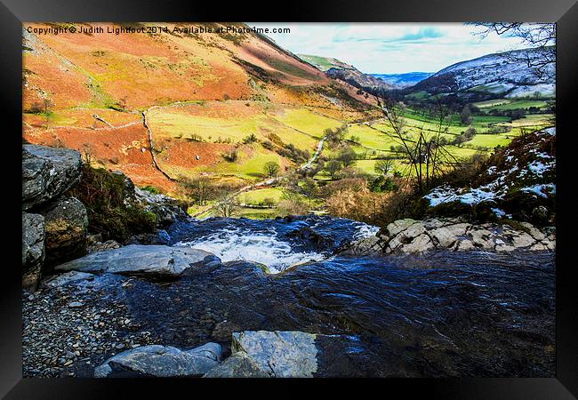 The Top of Pistyll Rhaeadr Waterfall Framed Print by Judith Lightfoot