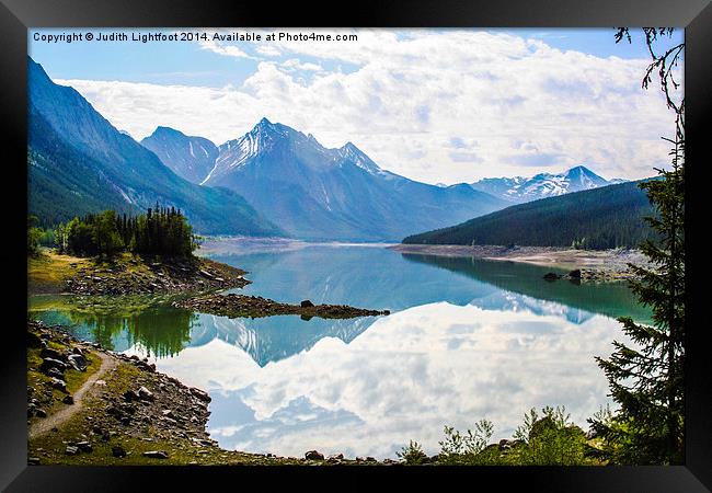  Medicine Lake Canadian Rockies Framed Print by Judith Lightfoot