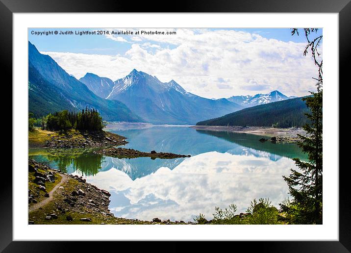  Medicine Lake Canadian Rockies Framed Mounted Print by Judith Lightfoot