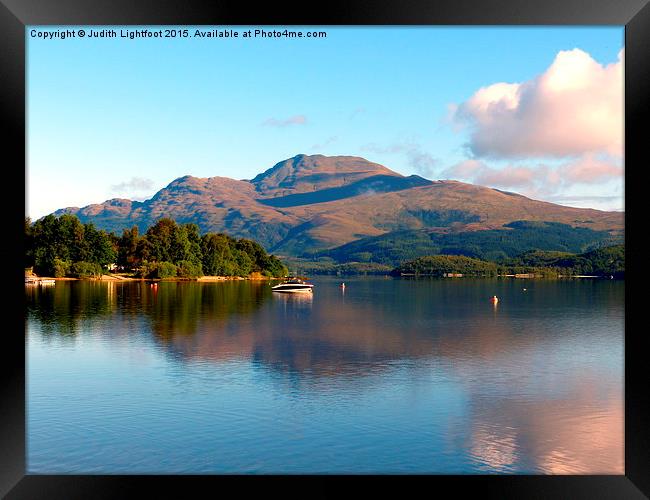 The peacful tranquility of Loch Lomond Framed Print by Judith Lightfoot
