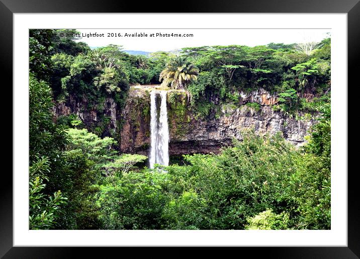 CHAMAREL WATERFALL MAURITIUS Framed Mounted Print by Judith Lightfoot
