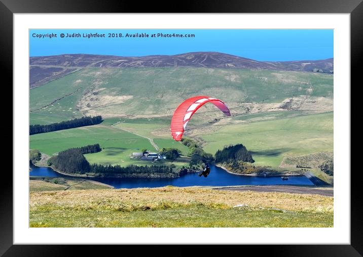 PARAGLIDING OFF SNAEFEL Framed Mounted Print by Judith Lightfoot