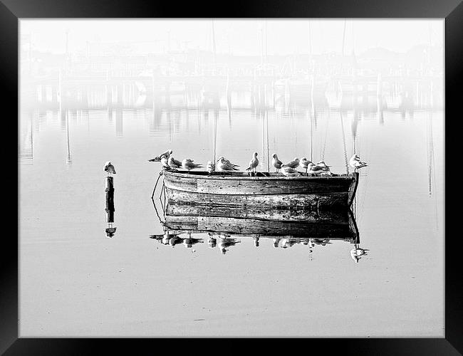  RESTING ON A BOAT B&W  Framed Print by Florin Birjoveanu