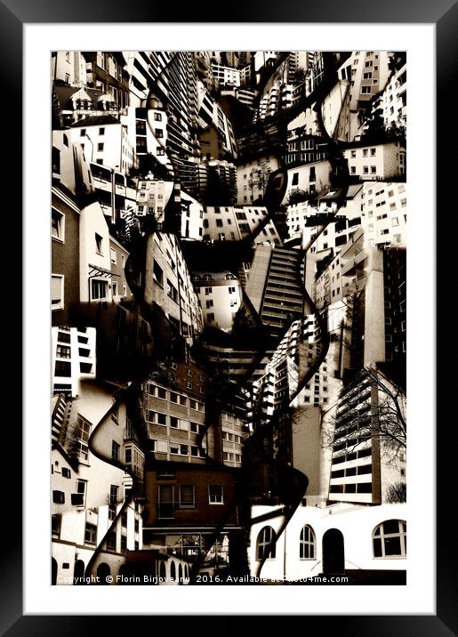 City Waves B&W Framed Mounted Print by Florin Birjoveanu