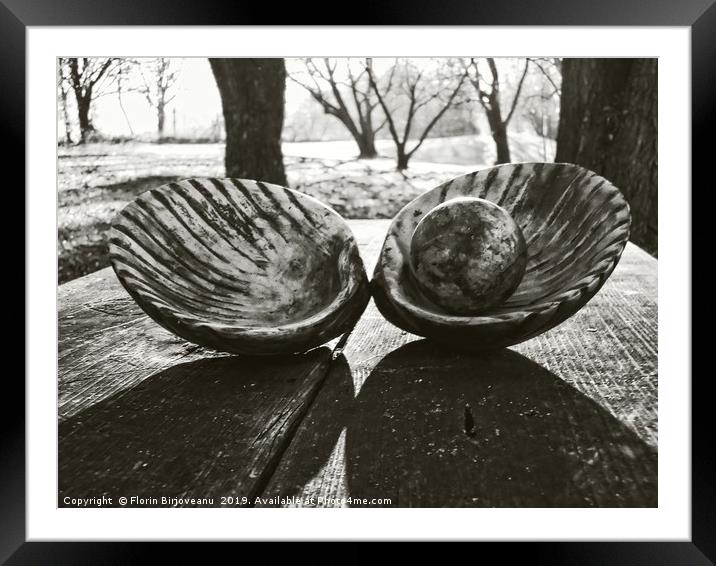 Shell With Pearl Bw Framed Mounted Print by Florin Birjoveanu