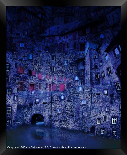 Castle Courtyard Blue Framed Print by Florin Birjoveanu