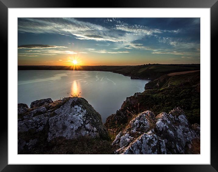  Nare Head Sunset Framed Mounted Print by John Cropper