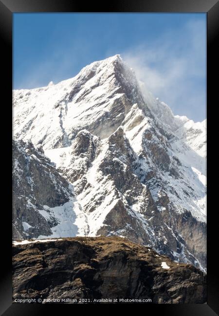 Wind Blowing Snow Cervinia Wildlife Aosta Valley Italy @ FabrizioMalisan Photography-6016 Framed Print by Fabrizio Malisan
