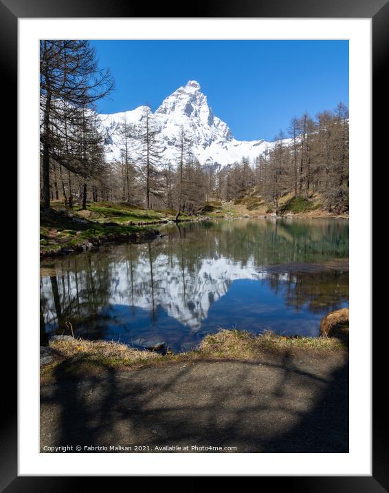 Lake Reflection Cervinia Aosta Valley Italy @FabrizioMalisan Photography-6020 Framed Mounted Print by Fabrizio Malisan