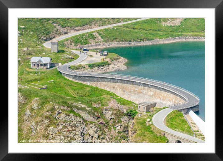 Alpine Water Dam Winding Road Framed Mounted Print by Fabrizio Malisan