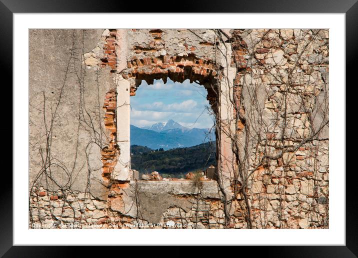 Window Frame Towards The Mountains Framed Mounted Print by Fabrizio Malisan