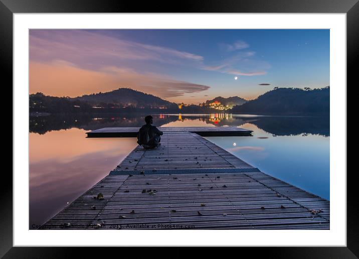 Autumn blue hour by the lake Framed Mounted Print by Fabrizio Malisan