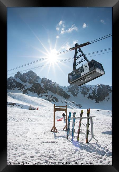 A big cablecar ride to the top of the mountain Framed Print by Fabrizio Malisan