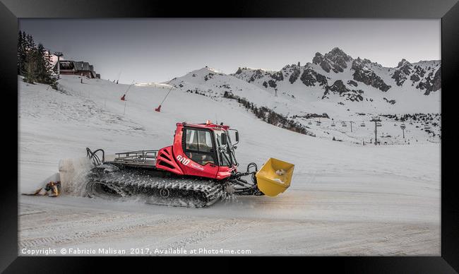 Piste Basher at Work Framed Print by Fabrizio Malisan