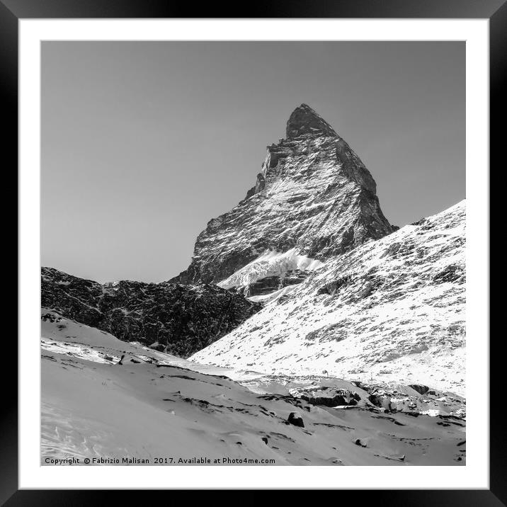 Matterhorn Zermatt mountain peak in black and whit Framed Mounted Print by Fabrizio Malisan