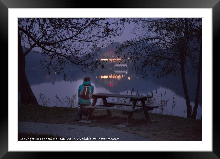 An evening by the lake Framed Mounted Print by Fabrizio Malisan