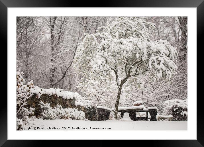 The first snow in the woods Framed Mounted Print by Fabrizio Malisan