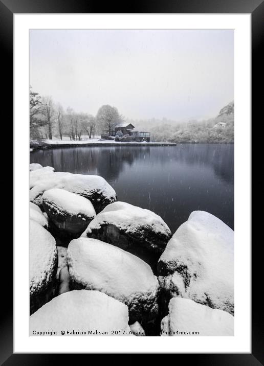 It's snowning over the lake Framed Mounted Print by Fabrizio Malisan