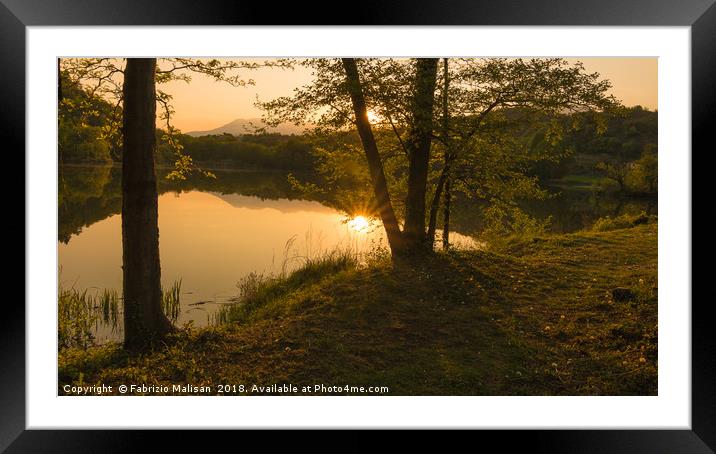Sunset over the lake Framed Mounted Print by Fabrizio Malisan