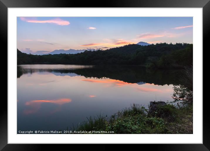 Pink clouds over the lake Framed Mounted Print by Fabrizio Malisan