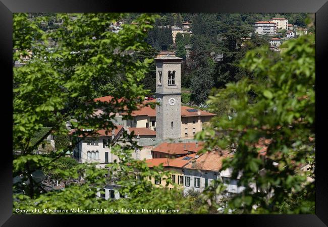 Clock Tower Architecture Travel Lake Como Italy Framed Print by Fabrizio Malisan