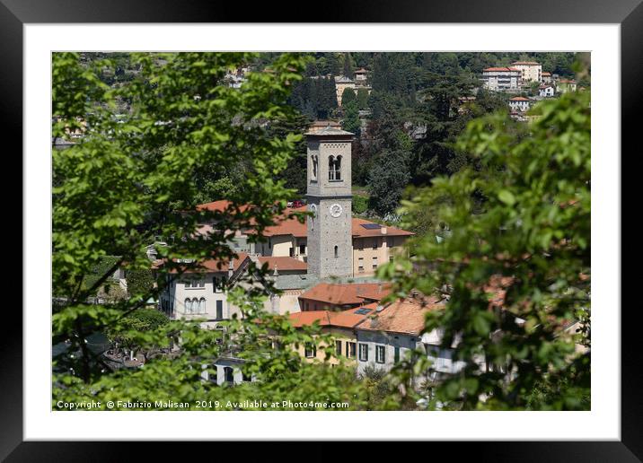 Clock Tower Architecture Travel Lake Como Italy Framed Mounted Print by Fabrizio Malisan