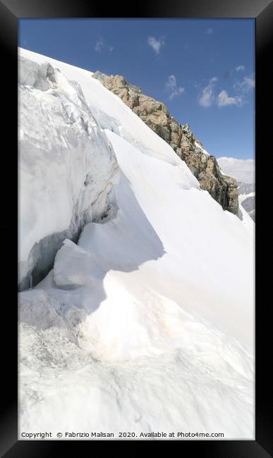 Snow in August 2020 on Cervinia - Zermatt Matterho Framed Print by Fabrizio Malisan
