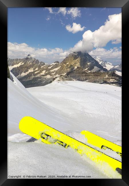 Summer Skiing Glacier Cervinia Zermatt Matterhorn  Framed Print by Fabrizio Malisan