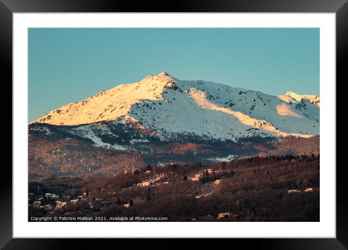 Afternoon winter sun light over Mombarone mountain Framed Mounted Print by Fabrizio Malisan