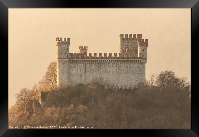 Sunset light over the Castle of Montalto Dora in Piedmont Italy Framed Print by Fabrizio Malisan