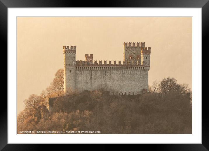 Sunset light over the Castle of Montalto Dora in Piedmont Italy Framed Mounted Print by Fabrizio Malisan