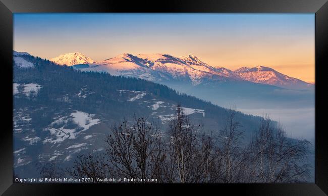 Sun Sets Over The Mountain Framed Print by Fabrizio Malisan