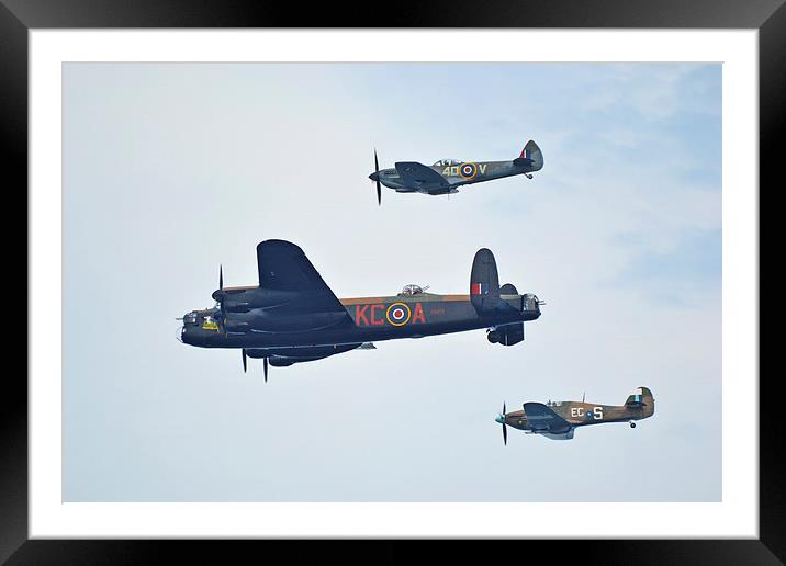  Lancaster Bomber, Spitfire and Hurricane Framed Mounted Print by Billy Tinkler
