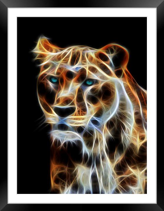  Lioness Fractal Flame Wall Art Framed Mounted Print by Tanya Hall