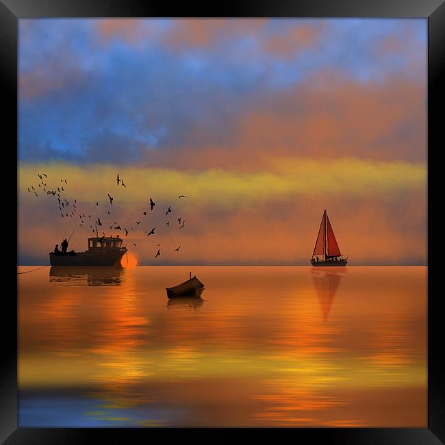Sunset Fishing Framed Print by Tanya Hall