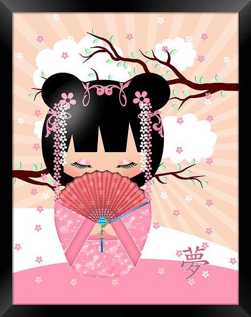 Dream Kokeshi Doll In Pink Cream And Peach Blends Framed Print by Tanya Hall