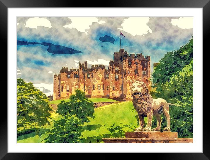 Alnwick Castle Sketch And Watercolor Print Framed Mounted Print by Tanya Hall