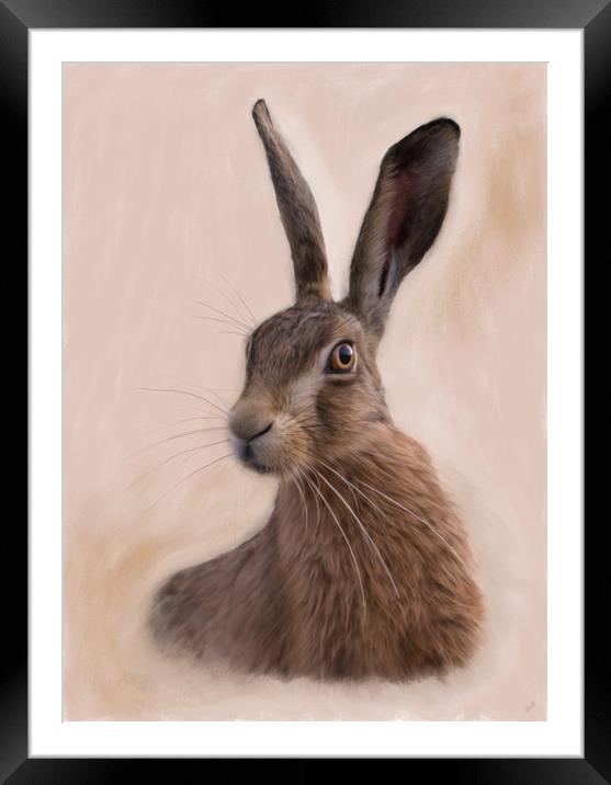 Hare - Eostre - The Hare Goddess Framed Mounted Print by Tanya Hall