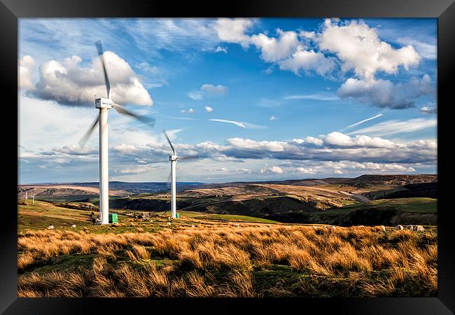  Wind Turbines on the Moor Framed Print by David Hirst